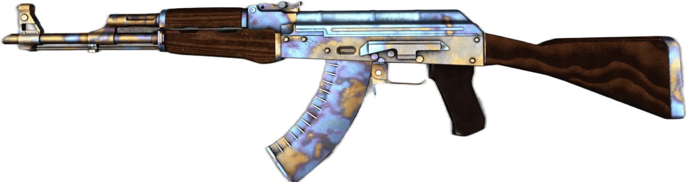 AK-47 Case Hardened pattern 670 reference render, side view